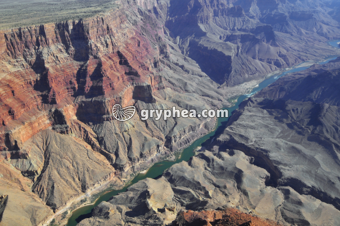 Grand Canyon et fleuve Colorado - vue aérienne - gryphea.org
